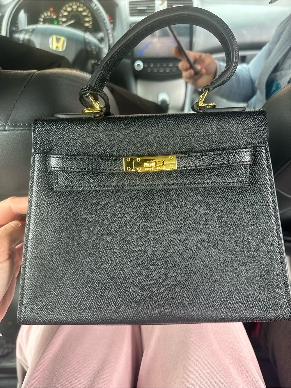 Hermes Black Mini Top-Handle Bag with Gold Hardware